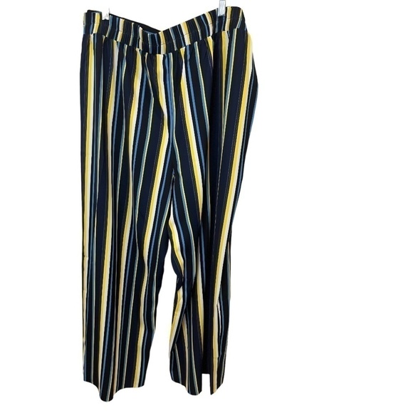 Maree Pour Toi Blue Yellow Striped Wide Leg Pants Size 22 NWT - Picture 4 of 5